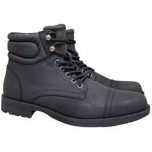 Sun + Stone Men Baker Combat Hiker Boots Size US 9.5M Black Faux Leather
